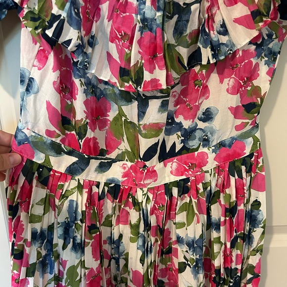 MISA Los Angeles Mirabelle M Pink Blue Dip-Dye Floral Off Shoulder Maxi Dress - Picture 7 of 7